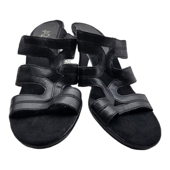 A2 AEROSOLES ROTUNDA Sandals Womens Sz 7.5M Strappy Black Slip On Shoes - Picture 2 of 10
